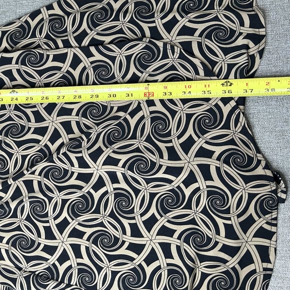 London Times Wrap Around Dress Women's 8 Black Brown Abstract Spiral Party - Picture 14 of 16